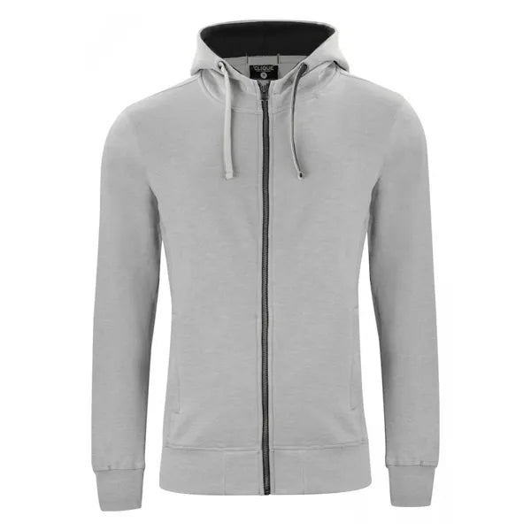 hoodie classic full zip clique grijs melange voorzijde 26021044