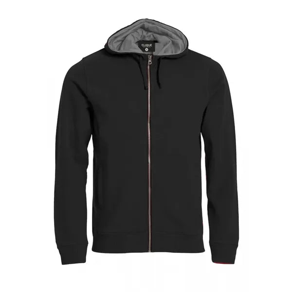 hoodie classic full zip clique zwart voorzijde 26021044