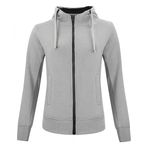 hoodie classic full zip ladies clique grijs melange voorzijde 26021045