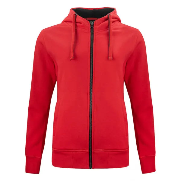 hoodie classic full zip ladies clique rood voorzijde 26021045