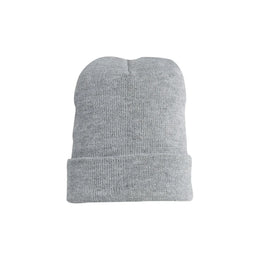 Gebreide muts met omslag, Grijs - 26024128
