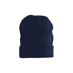 Gebreide Muts met Omgevouwen Rand 100% Acryl  Met Borduring - Navy