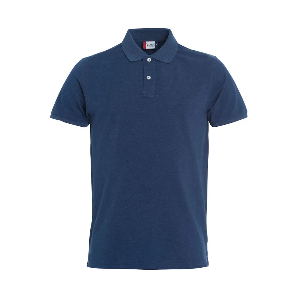 polo stretch katoen elastaan heren melange blauw voorzijde 26028240