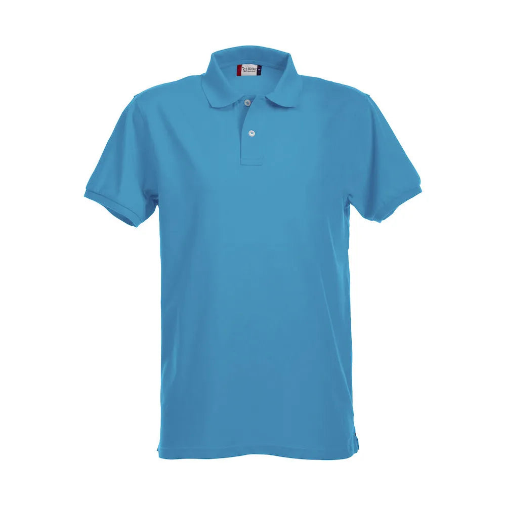 polo stretch katoen elastaan heren turquoise voorzijde 26028240