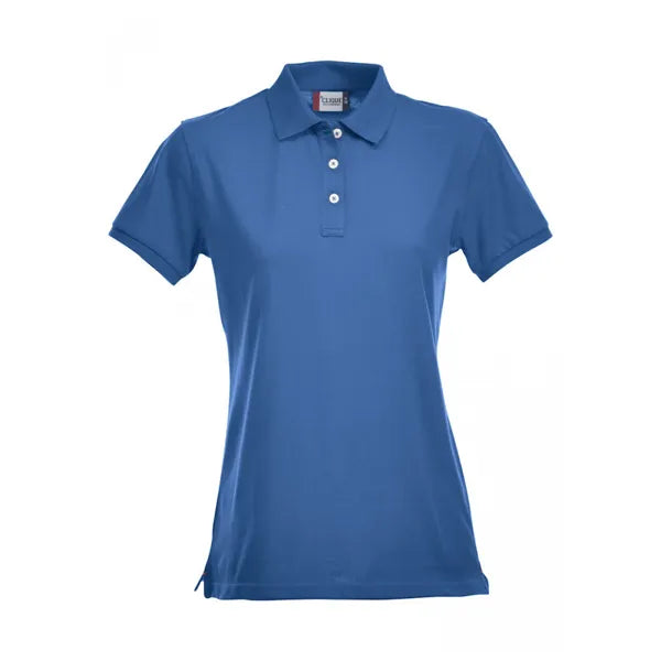 polo stretch katoen elastaan dames kobalt blauw voorzijde 26028241