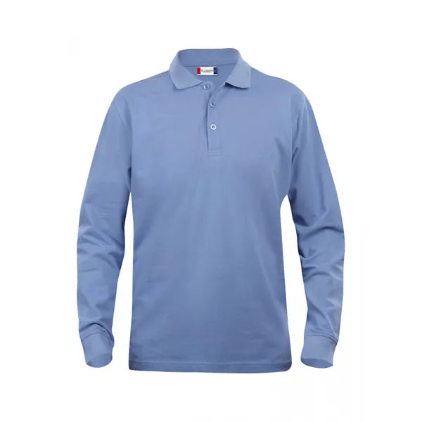 polo lange mouwen heren licht blauw voorzijde  26028245