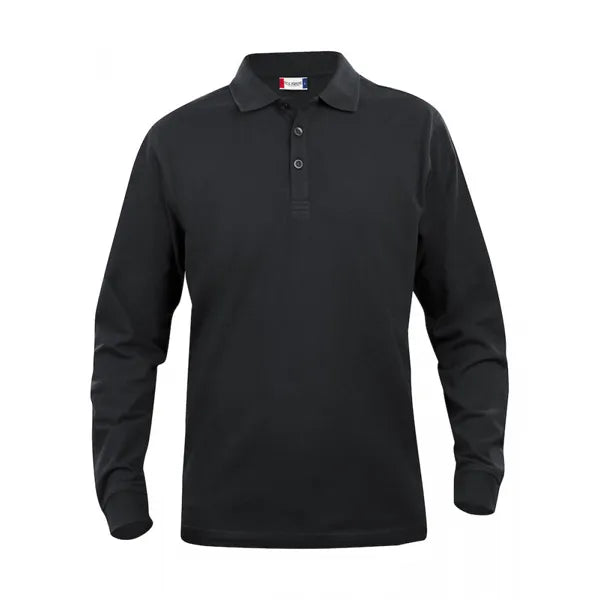 polo lange mouwen heren zwart voorzijde  26028245