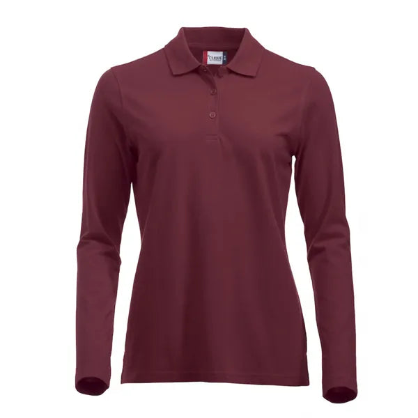 Classic polo met lange mouwen, Bordeauxrood - 26028247