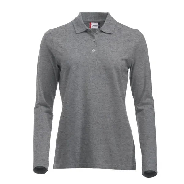 Classic polo met lange mouwen, Grijs gemêleerd - 26028247