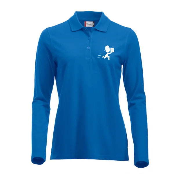 polo lange mouwen dames kobalt blauw voorzijde 26028247  