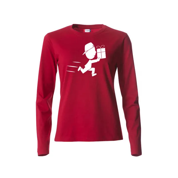 T-shirt basic met lange mouwen van Clique met bedrukking, Rood - 26029034