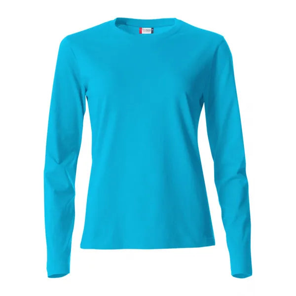 T-shirt basic met lange mouwen van Clique, Turquoise - 26029034