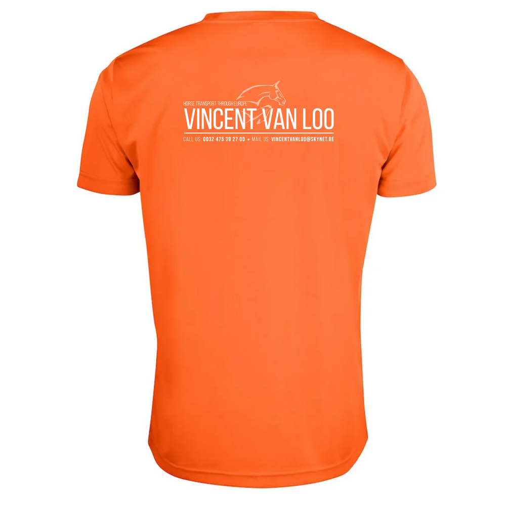 Clique Sportief Basis T shirt  korte mouw signaal oranje met logo rugzijde 26029038