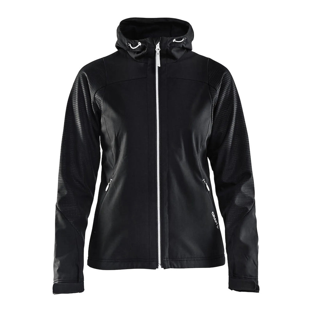 shell jack softshell dames craft gravel zwart voorzijde  261905073