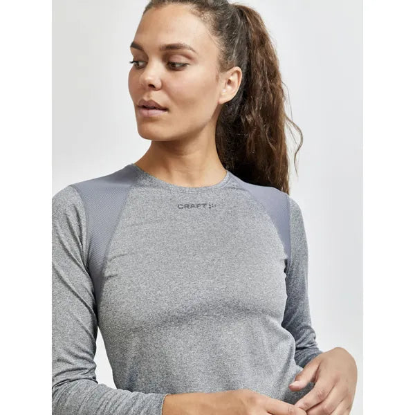 Craft shirt lange mouwen dames detail van hals en schouders, Grijs - 261908769