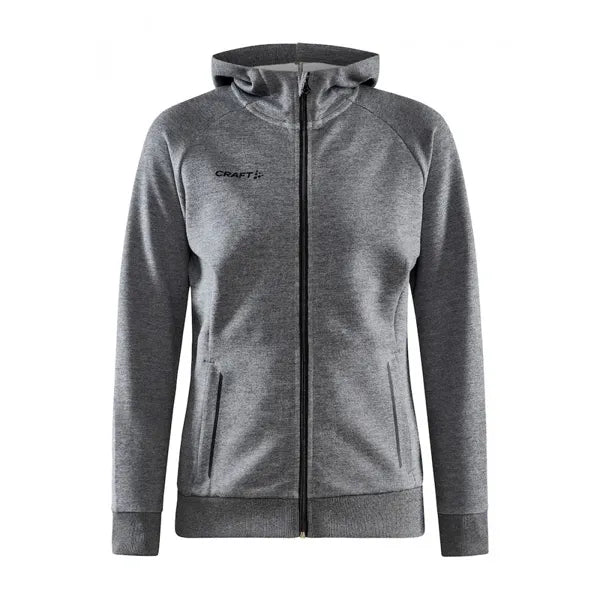 hoodie full zip capuchon dames craft donker grijs melange voorzijde 261910626 