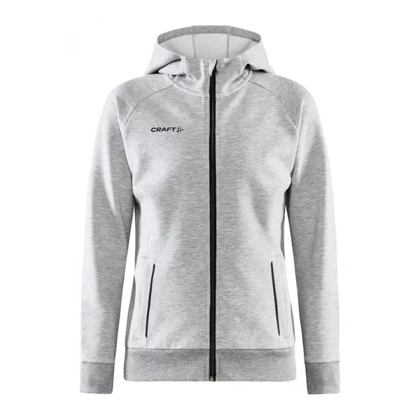 hoodie full zip capuchon dames craft grijs melange  voorzijde 261910626 