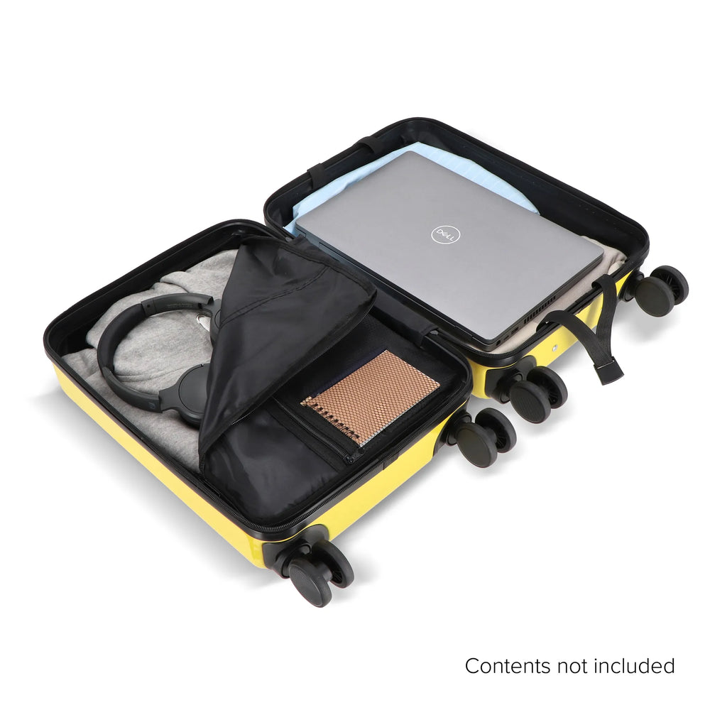 Cabine trolley 18 inch met telefoonhouder en cijferslot - Geel