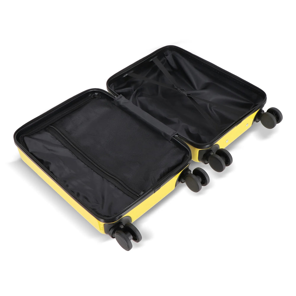 Cabine trolley 18 inch met telefoonhouder en cijferslot - Geel