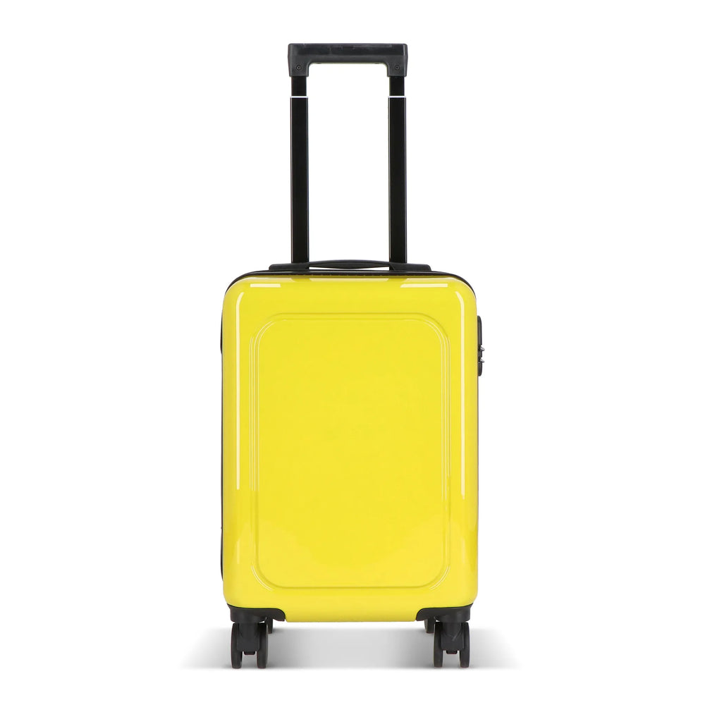Cabine trolley 18 inch met telefoonhouder en cijferslot - Geel