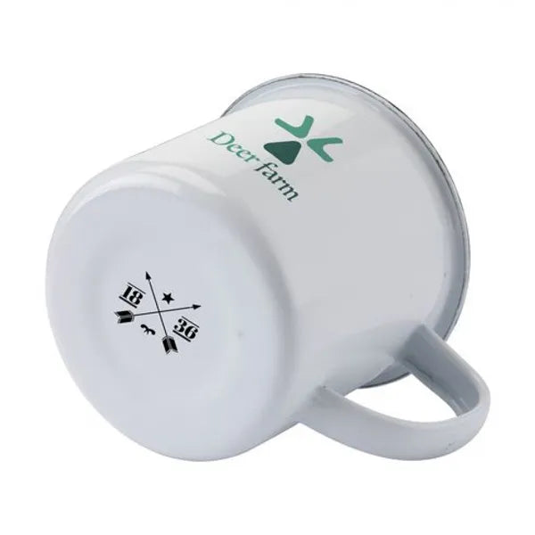 retro mokken emaille 350 ml wit zwart onderkant 310853