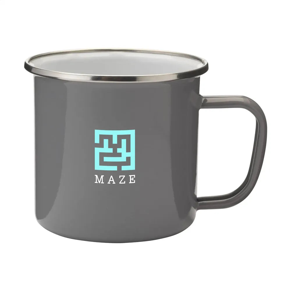 Geëmailleerde retro mok 350 ml, Grijs - 311229
