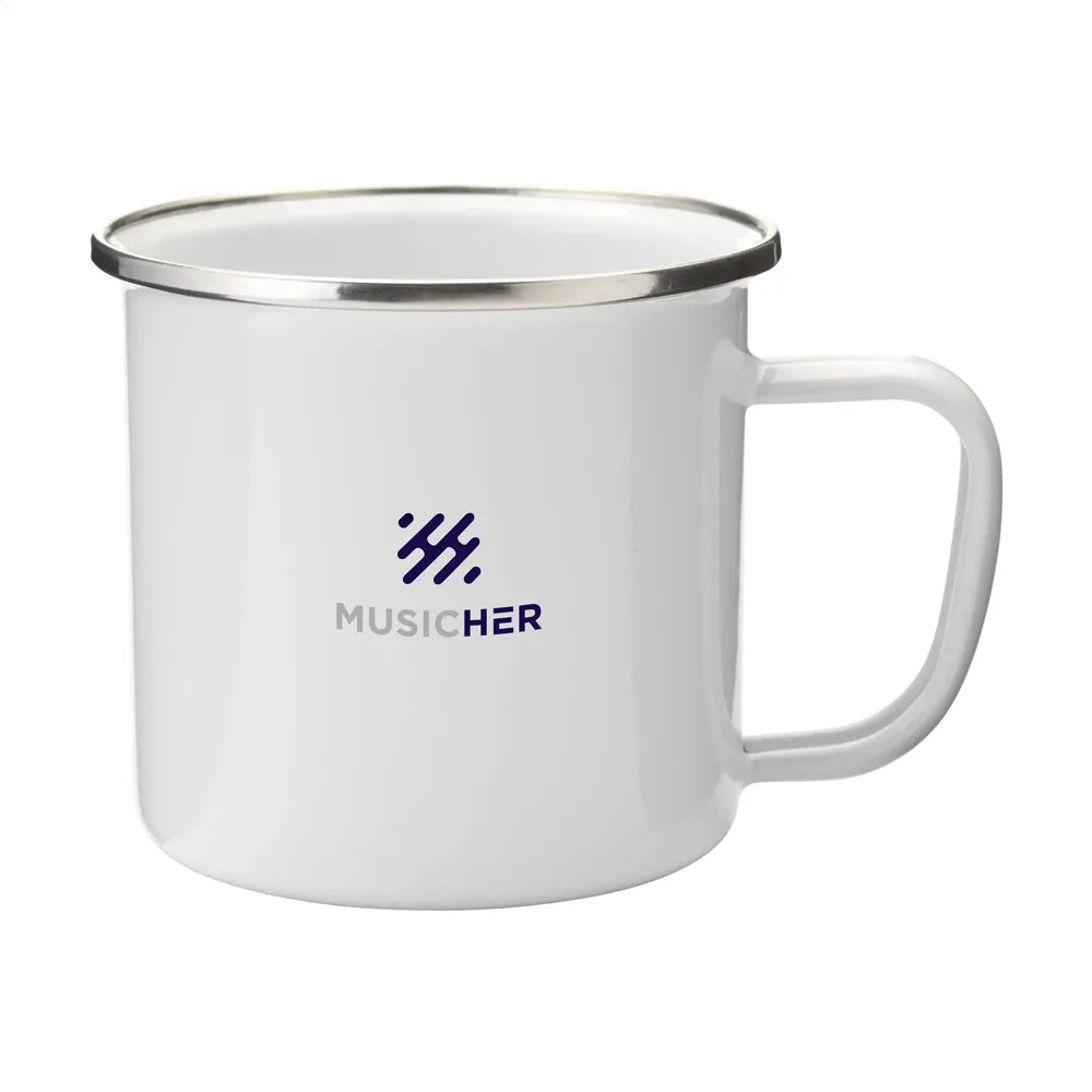 Geëmailleerde retro mok 350 ml, Wit - 311229