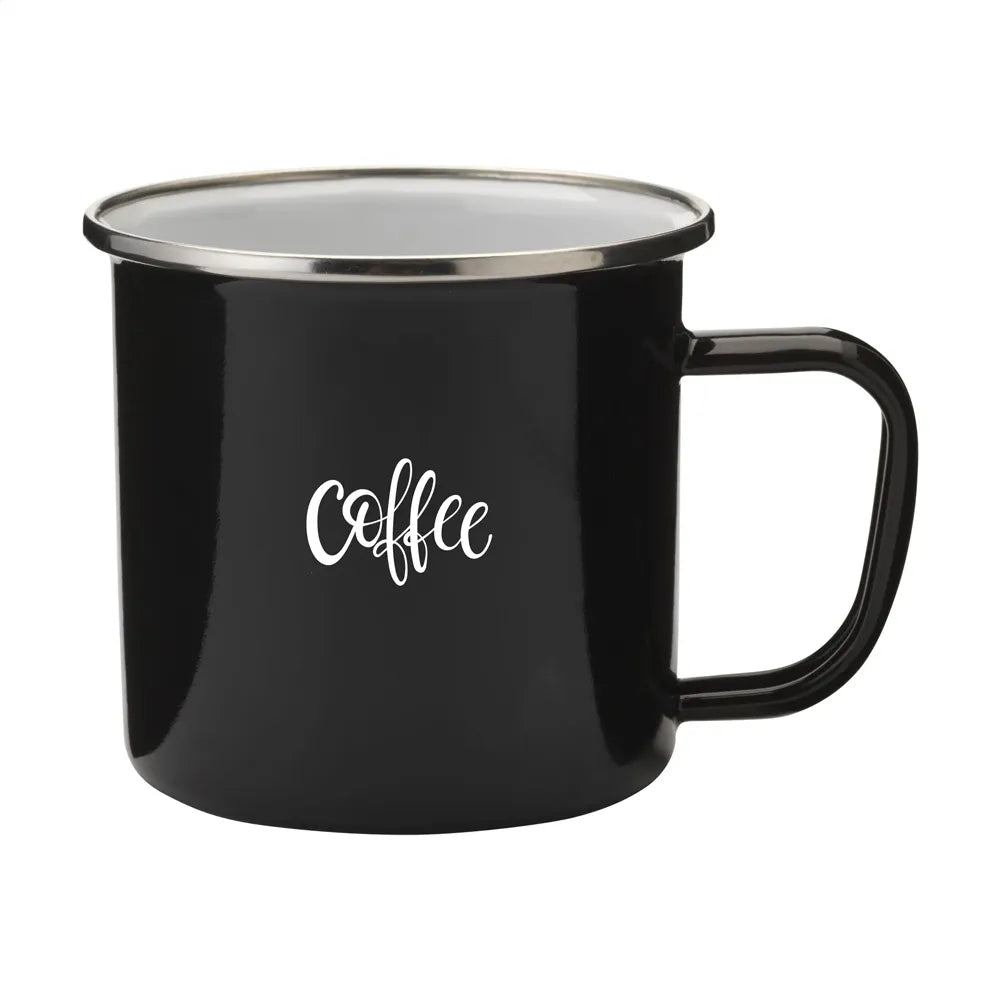 Geëmailleerde retro mok 350 ml, Zwart - 311229