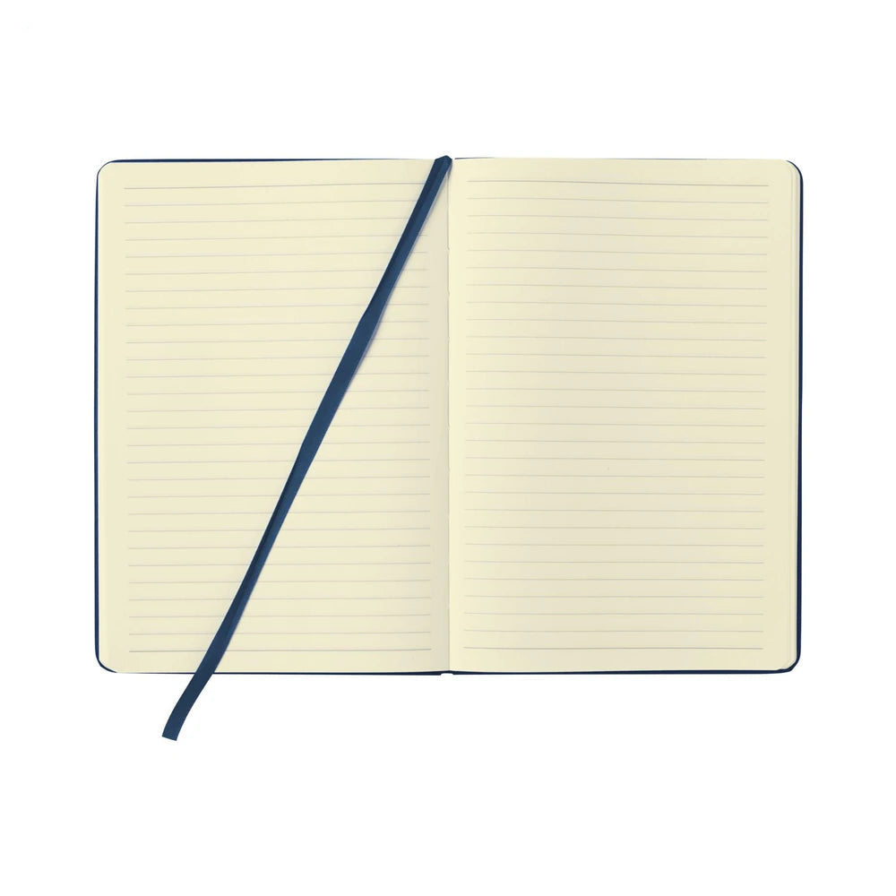 A5 notitieboekje met PU cover en elastiek, gelinieerd FSC papier - Navy