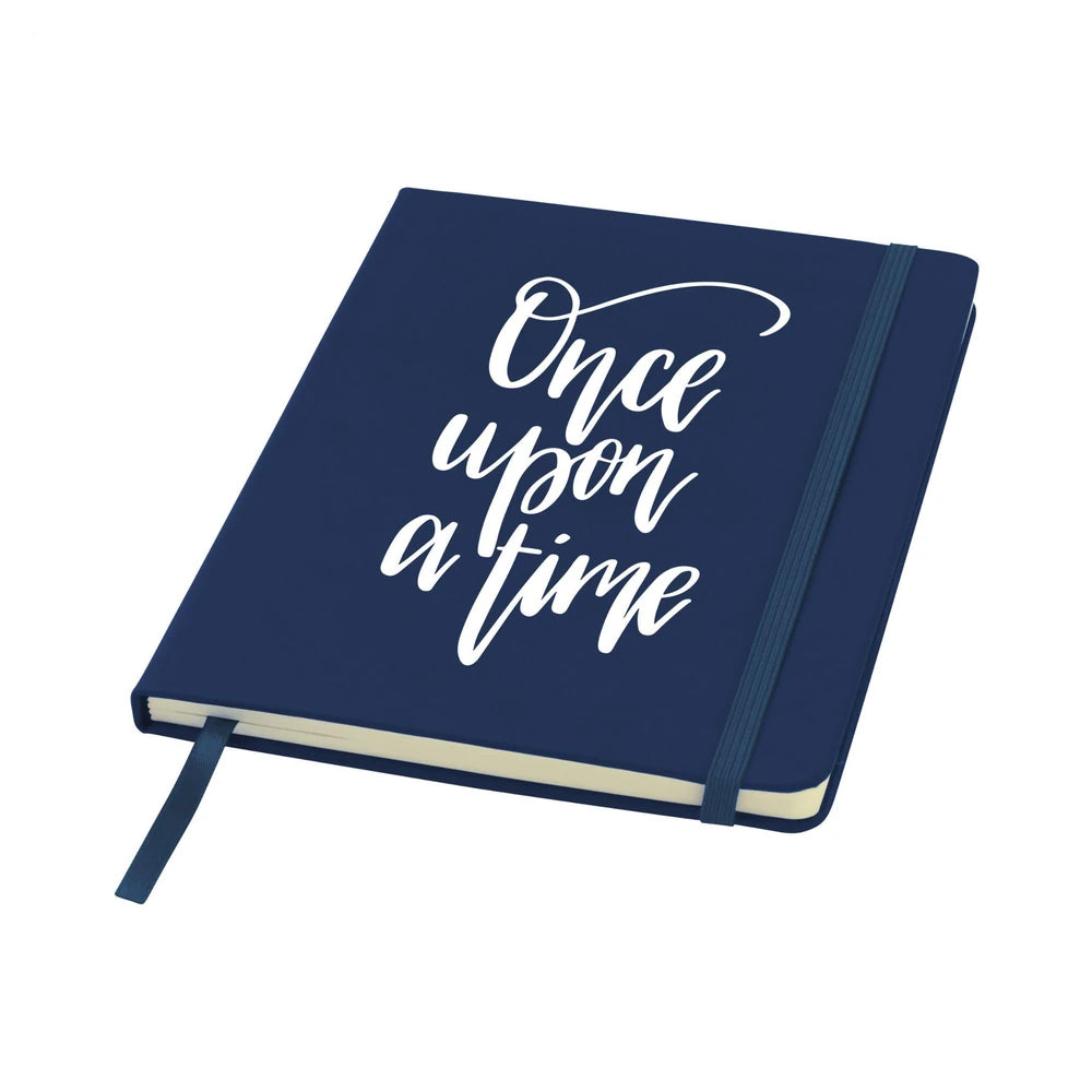 A5 notitieboekje met PU cover en elastiek, gelinieerd FSC papier - Navy