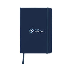 A5 notitieboekje met PU cover en elastiek, gelinieerd FSC papier - Navy