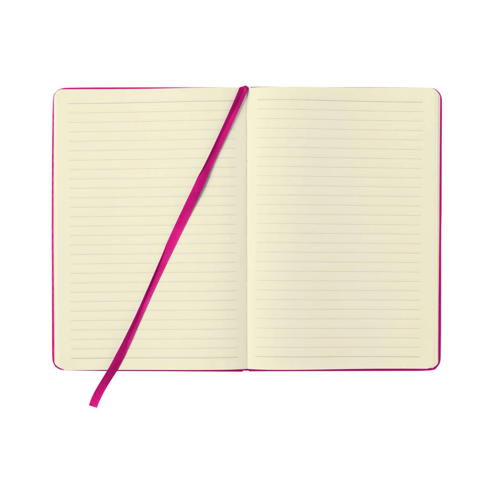 A5 notitieboekje met PU cover en elastiek, gelinieerd FSC papier - Magenta