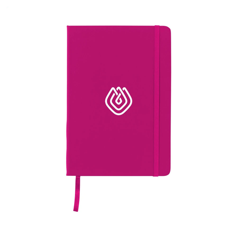 A5 notitieboekje met PU cover en elastiek, gelinieerd FSC papier - Magenta