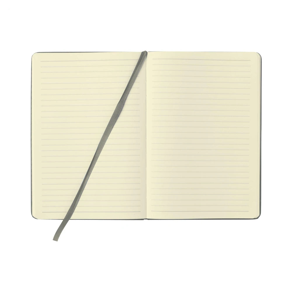 A5 notitieboekje met PU cover en elastiek, gelinieerd FSC papier - Grijs
