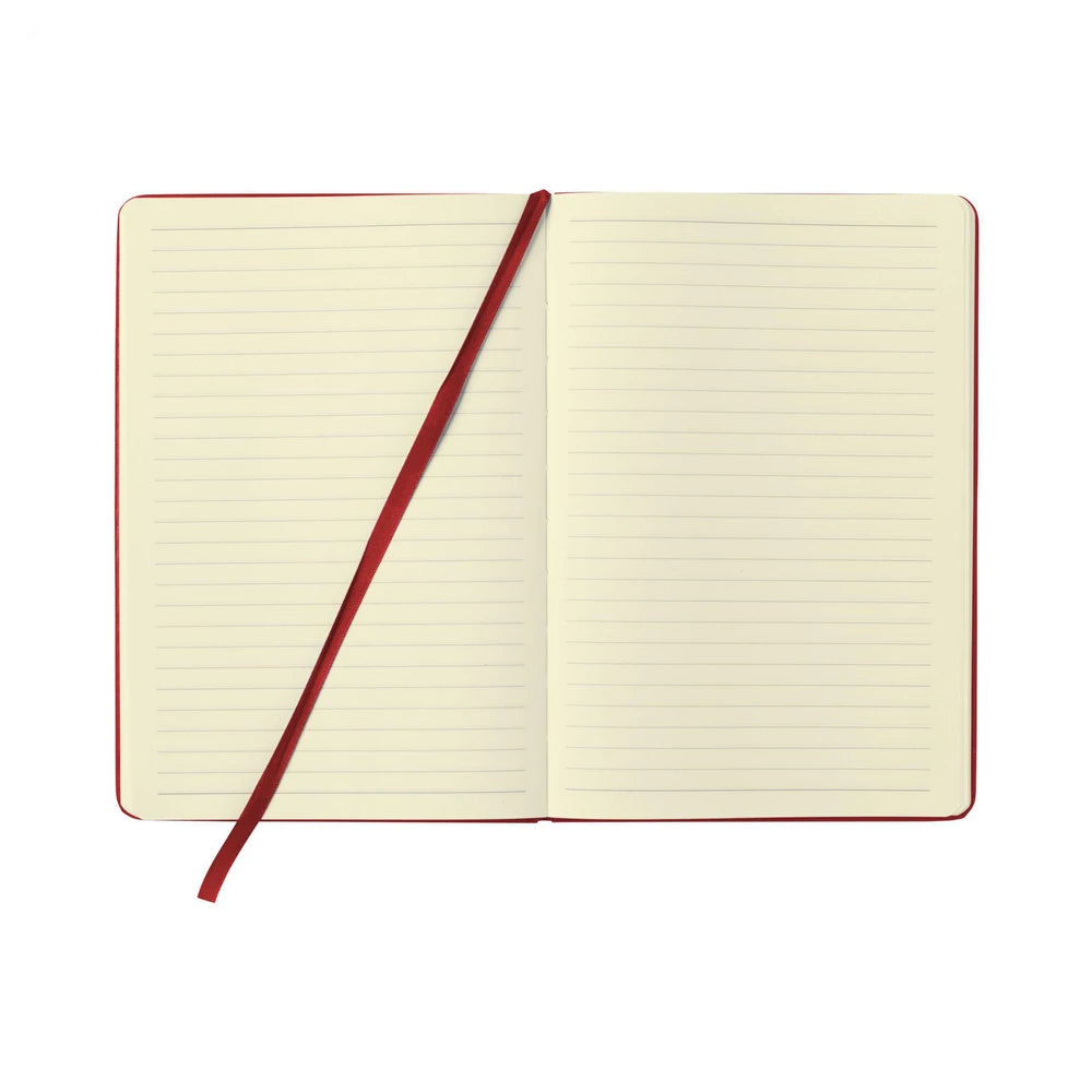 A5 notitieboekje met PU cover en elastiek, gelinieerd FSC papier - Rood