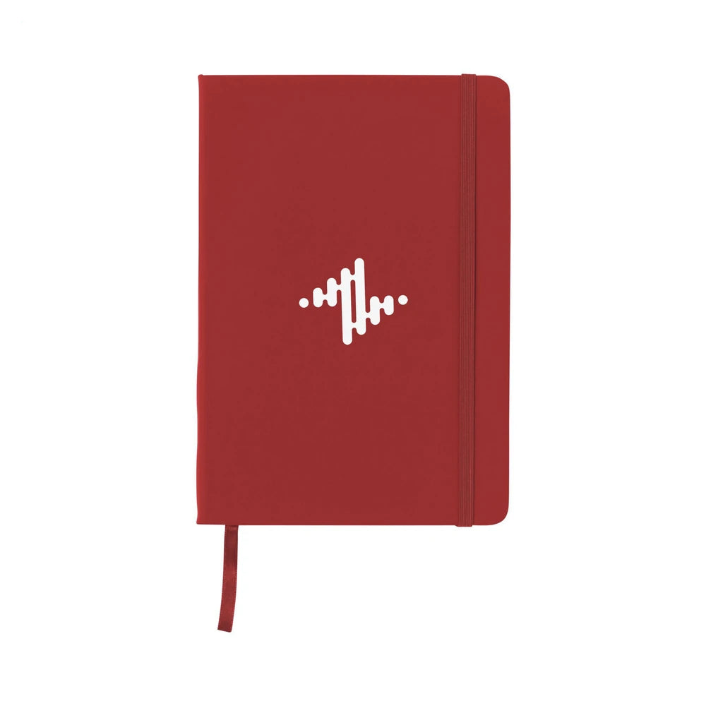A5 notitieboekje met PU cover en elastiek, gelinieerd FSC papier - Rood
