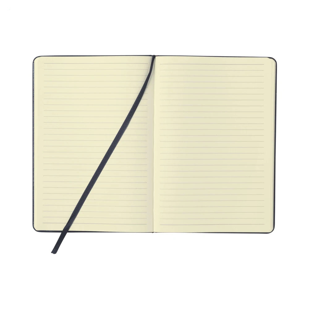 A5 notitieboekje met PU cover en elastiek, gelinieerd FSC papier - Zwart