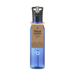 Duurzame RPET Waterfles 720 ml met Mondstuk en Rietje - Blauw