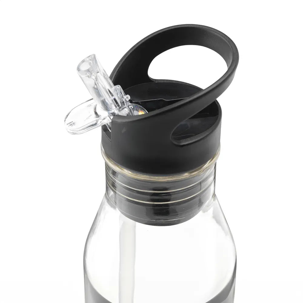 RPET waterfles 720 ml met mondstuk en rietje detail, Transparant - 311289