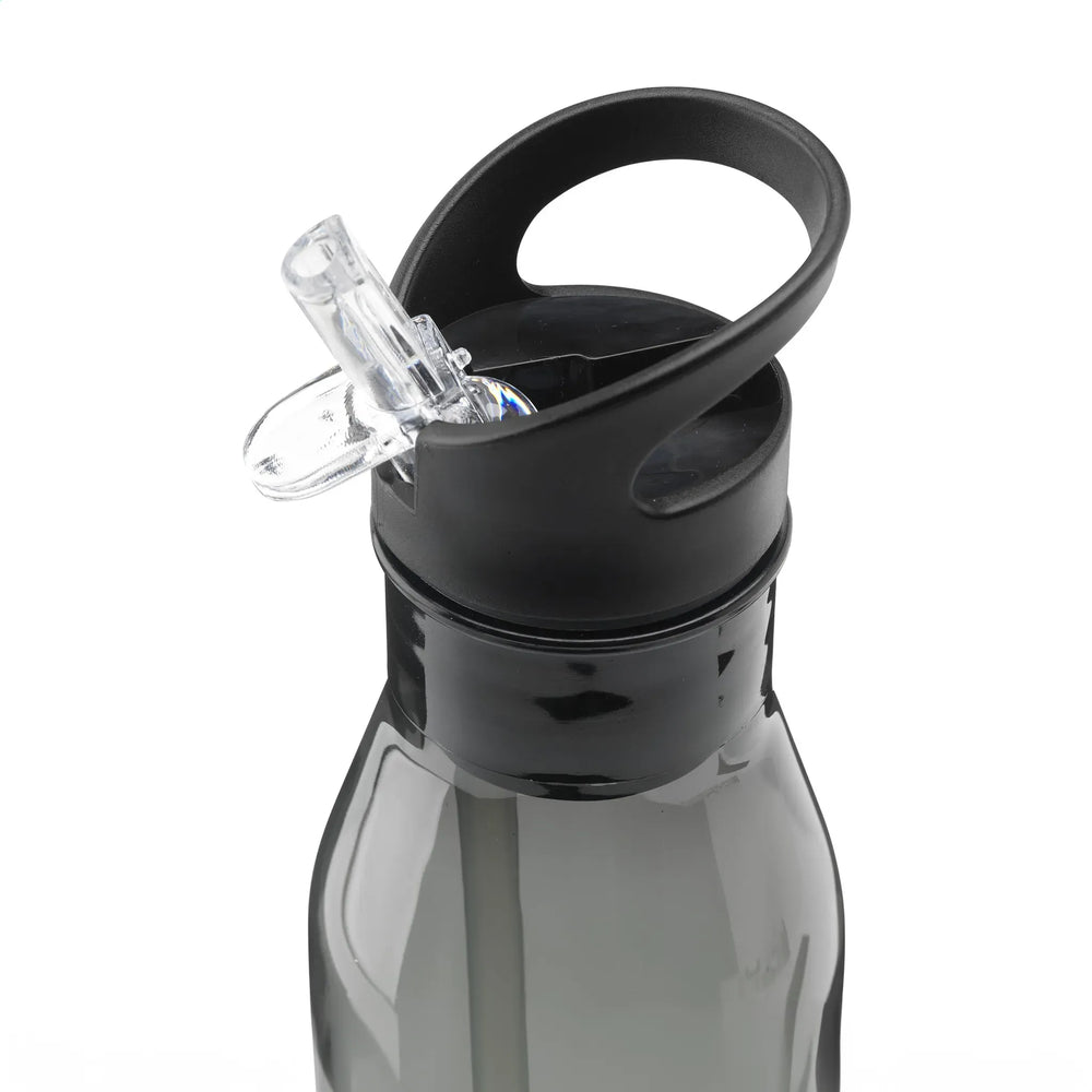 RPET waterfles 720 ml met mondstuk en rietje detail, Zwart - 311289