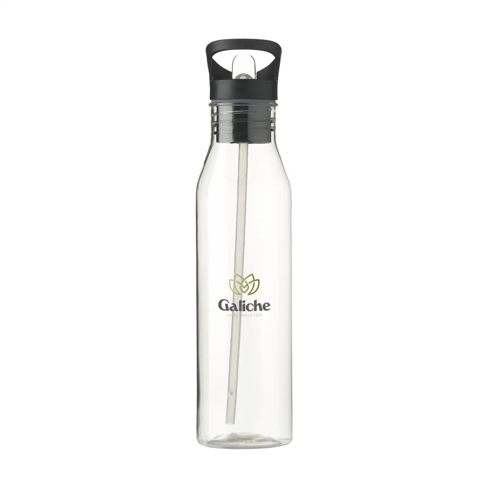 RPET waterfles 720 ml met mondstuk en rietje met bedrukking, Transparant - 311289
