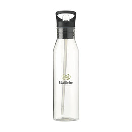 RPET waterfles 720 ml met mondstuk en rietje met bedrukking, Transparant - 311289