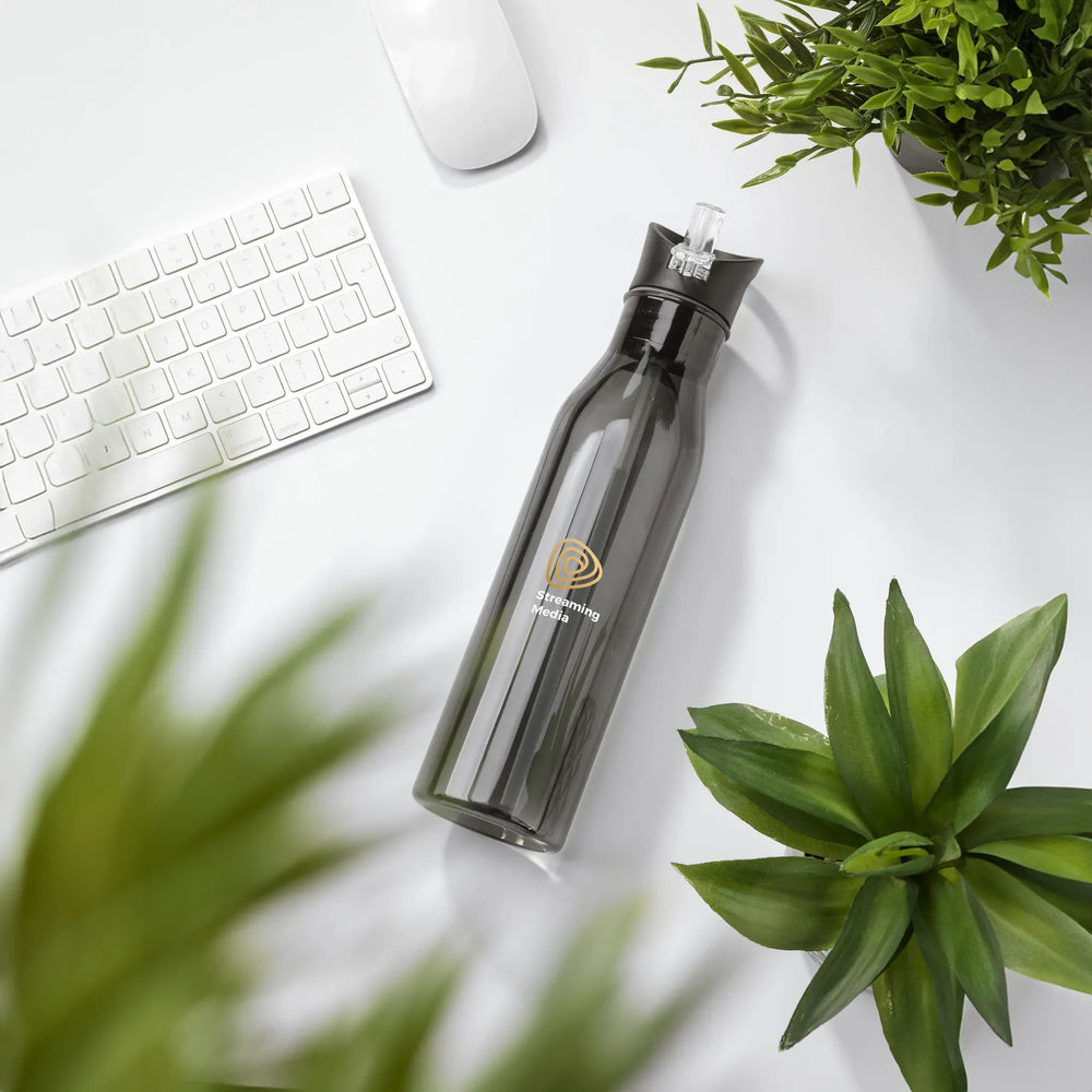 RPET waterfles 720 ml met mondstuk en rietje sfeerbeeld, Zwart - 311289
