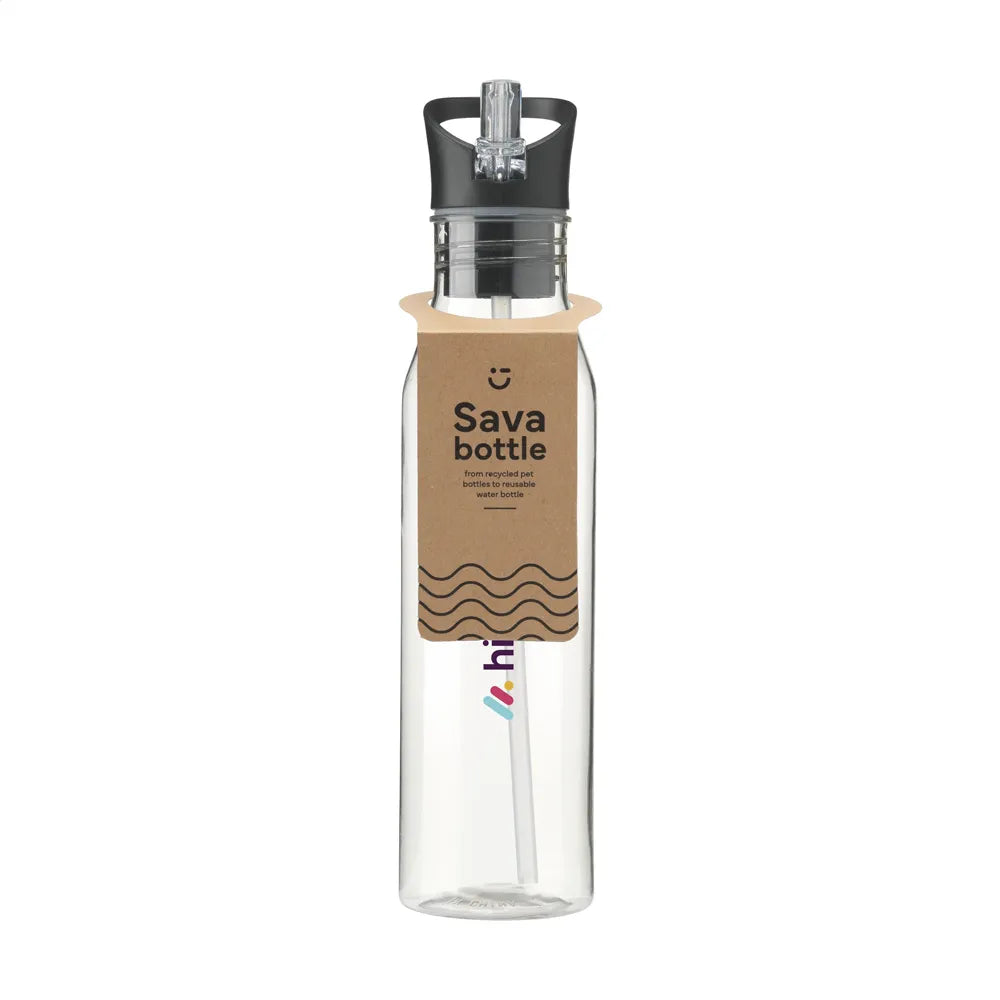 RPET waterfles 720 ml met mondstuk en rietje, Transparant - 311289