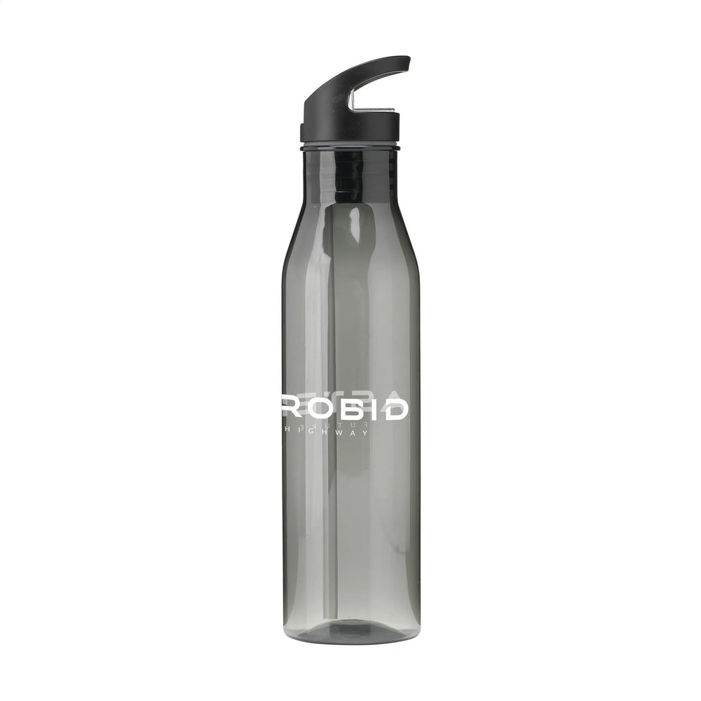 RPET waterfles 720 ml met mondstuk en rietje, Zwart - 311289