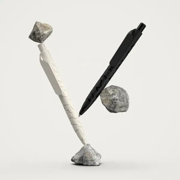 Balpennen met natuursteenstructuur in twee uitvoeringen, Wit en zwart - 311337