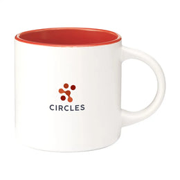 Keramische mok 330 ml met gekleurde binnenzijde, Wit en rood - 311360