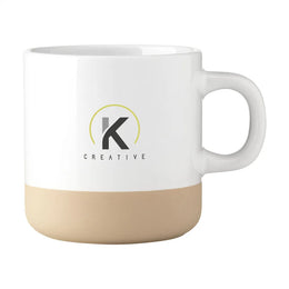 Keramische mok 360 ml hoogglans, Wit en beige - 311431