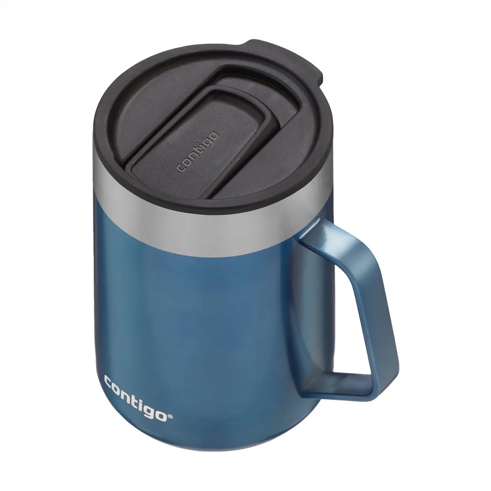 Contigo thermosmok 420 ml dubbelwandig RVS schuin van boven, Blauw - 311495