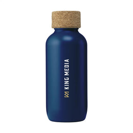 Ecobottle waterfles 650 ml van suikerriet en kurk, Blauw - 311776